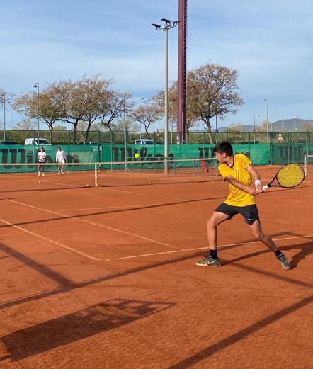 A Mati Talent Institute student demonstrating her tennis skills