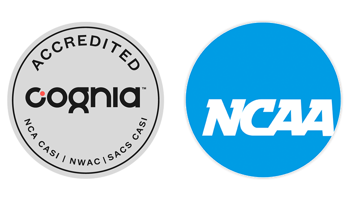 Official COGNIA and NCAA logos: Mati Talent Institute is an Accredited Online School, ensuring global recognition and NCAA eligibility.